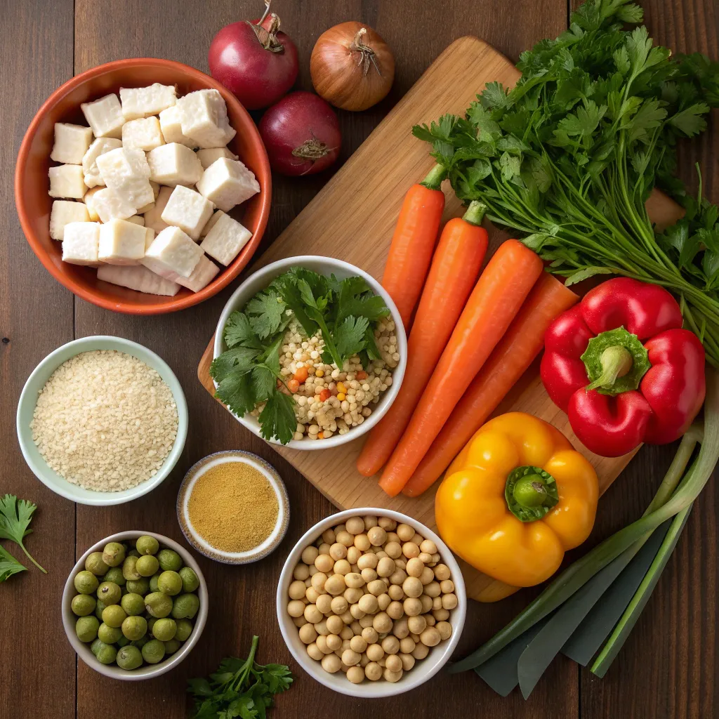 Various dietary cooking ingredients on a table